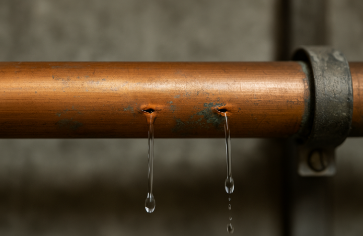 Pinhole leaks in copper pipes