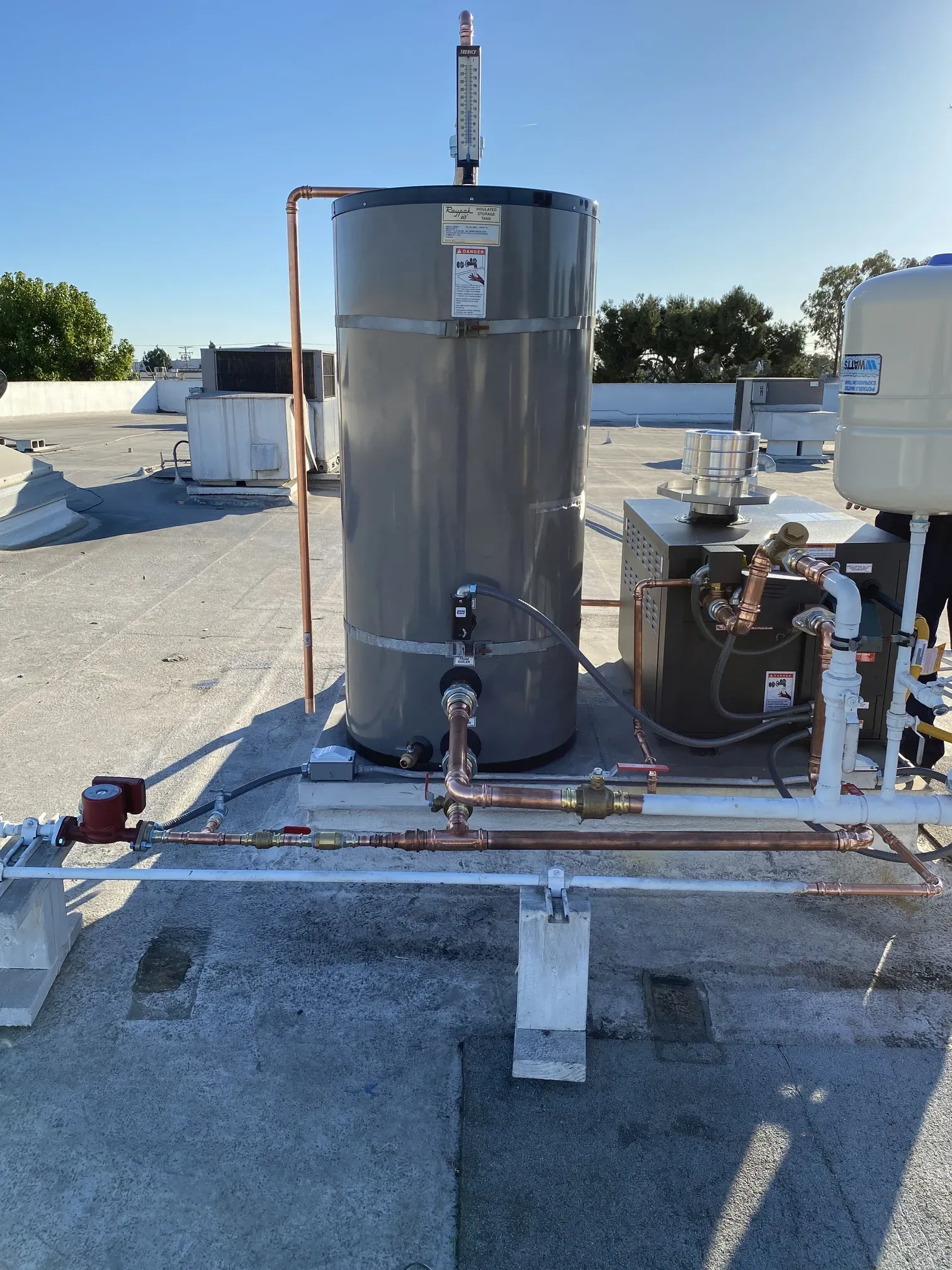 Commercial rooftop water heater installation